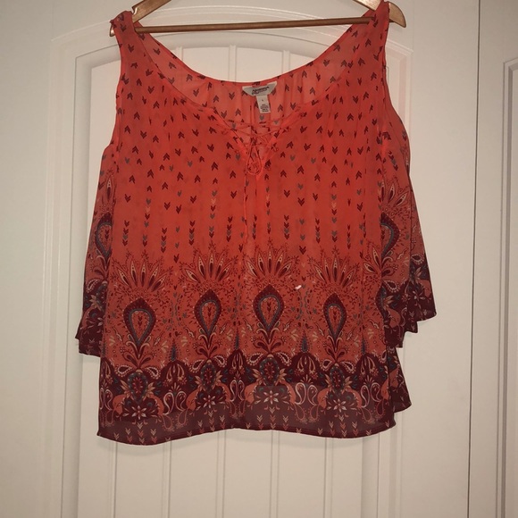 Orange Pattern Bright Blouse - Picture 3 of 5